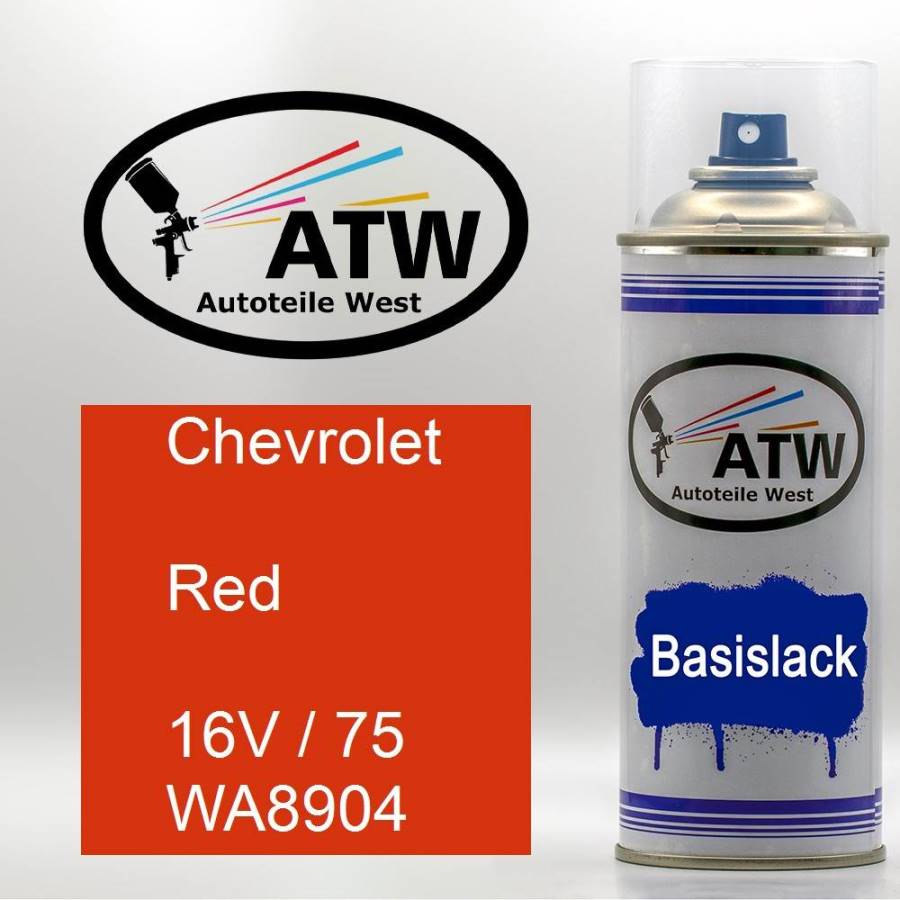 Chevrolet, Red, 16V / 75 WA8904: 400ml Sprühdose, von ATW Autoteile West.